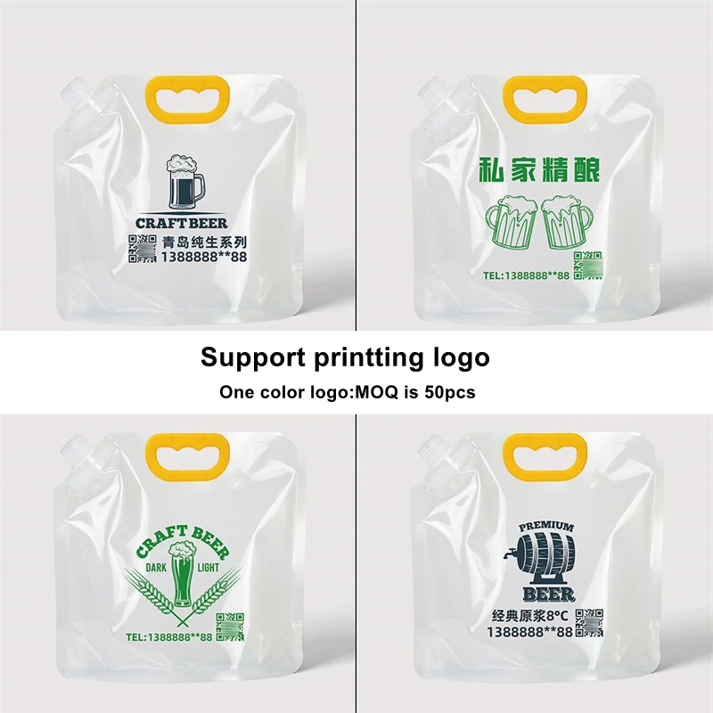 Прозрачные большие пакеты StoBag для упаковки жидкостей пластиковая ручка питья