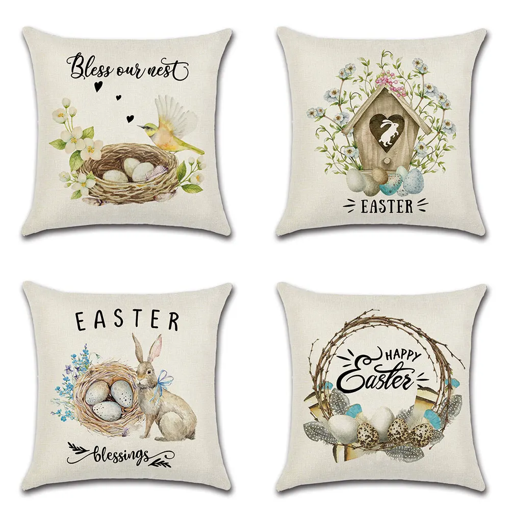 

1pcs Rabbit Easter eggs Flower basket Cushion Cover Throw Pillow Cover Nordic Room Decoration for Home Car Sofa Couch