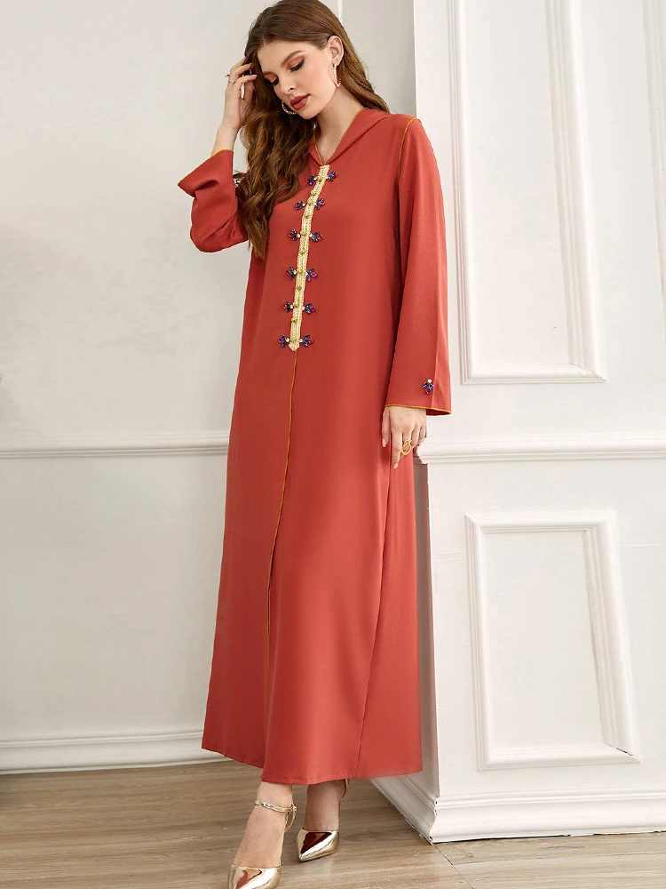 Eid Mubarak Abaya Dubai Handwork Diamonds Caftan Marocain Turkey Islam Muslim Dress Women Kaftan Robe Musulmanes Djellaba Femme