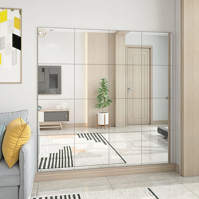 

4Pcs Acrylic Mirror Tiles Square Mirror Wall Sticker Removable Mirror Wall Sticker Wall Decoration for Home Mirror Wall Sticker