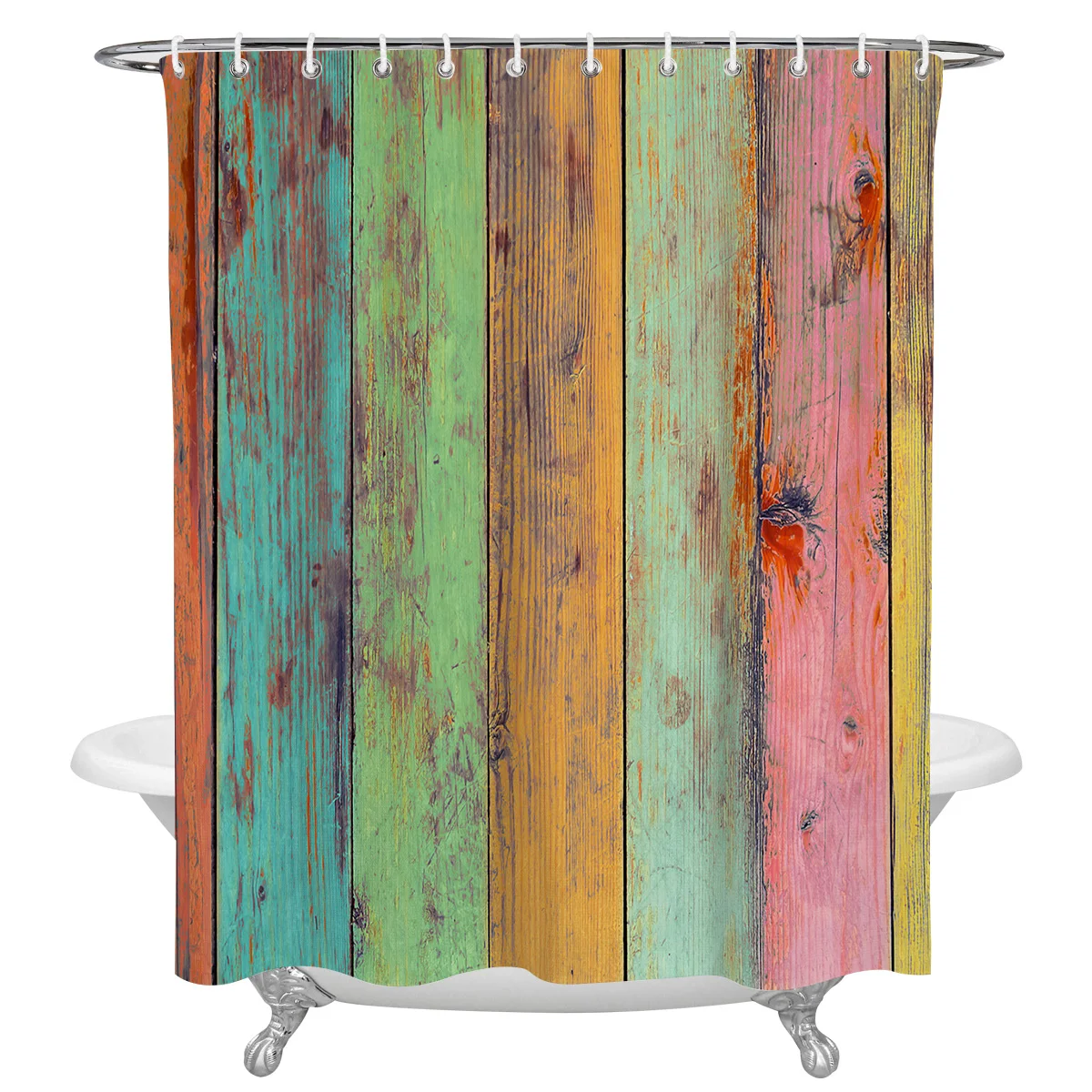 

Цветная деревянная занавеска для душа, занавеска для ванной, водонепроницаемая занавеска для ванной из полиэстера с крючками