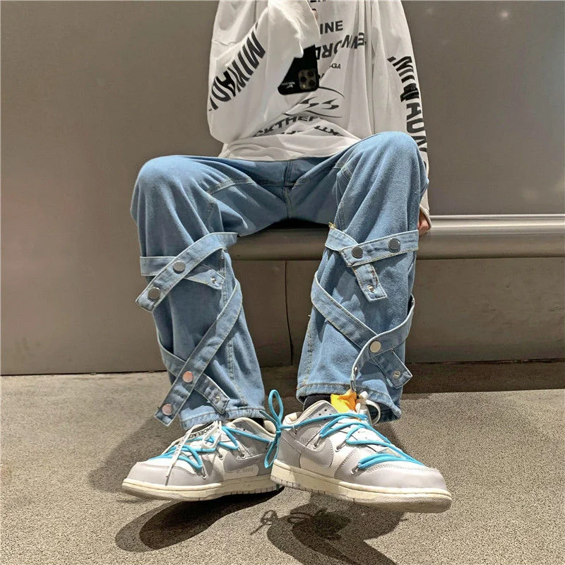 

Privathinker Straight Men Jeans Fashion Designer Brand Gothic Denim Trousers Hip Hop Harajuku Loose Male Pants Y2K Streetwear