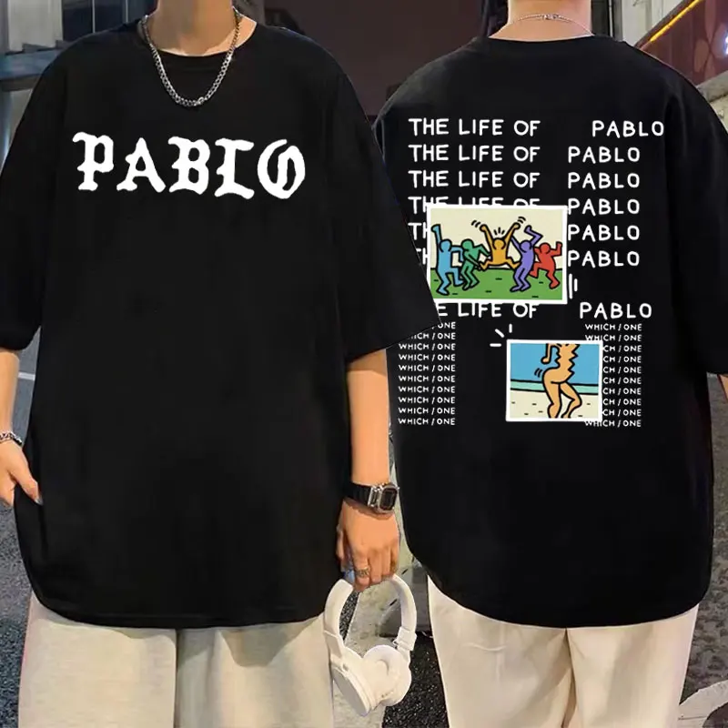 

THE LIFE OF PABLO Album Graphics Print T-shirt Rapper Kanye West PABLO Tshirt Men Women Hip-Hop Oversized Tees Men's Streetwear