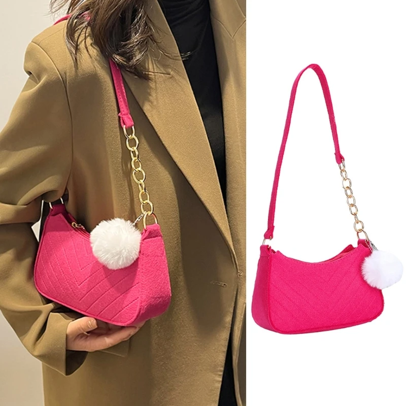 

Women Felt Underarm Bag Vintage Handbags Fashion Girls Shoulder Bags with