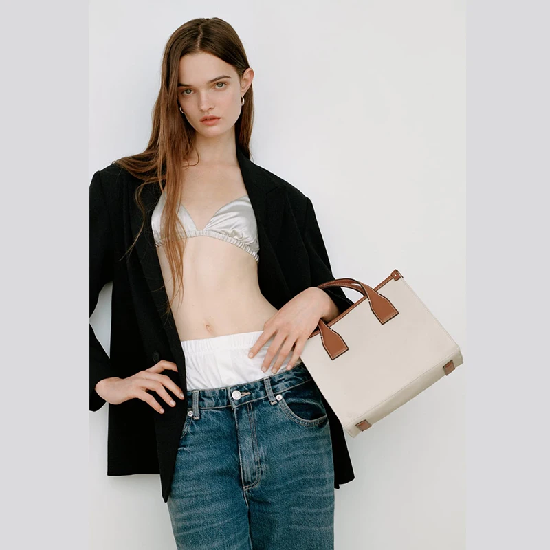 

Brand Designer Canvas Shoulder Crossbody Bag For Women Simple Panelled Small Tote Bag Fashion Bali Handbag and purse INS 2022