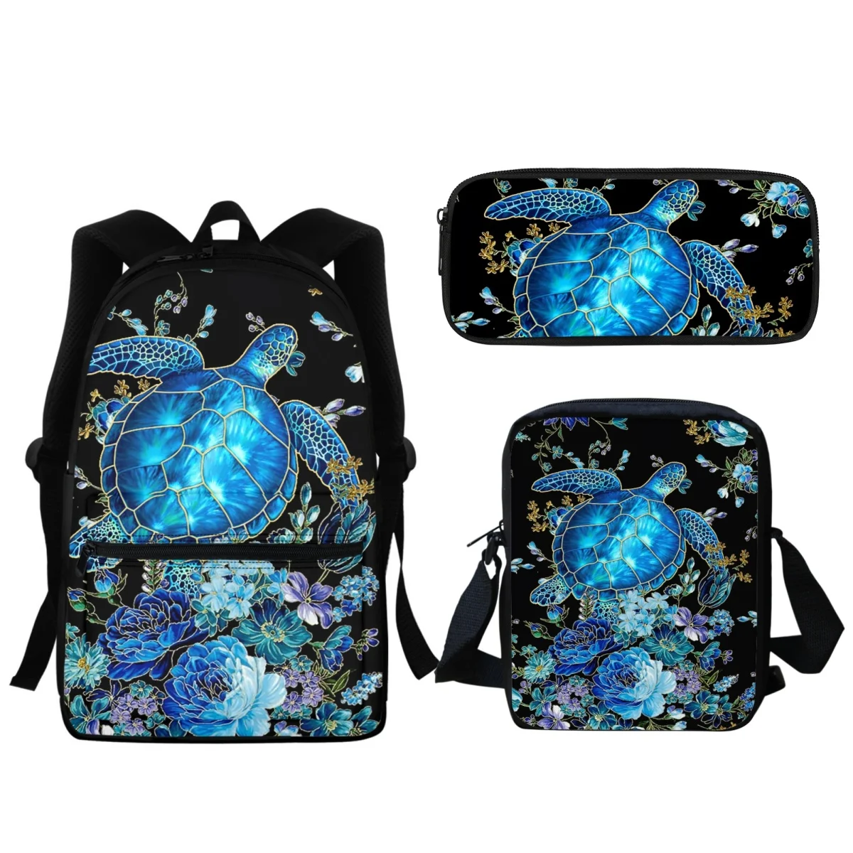 

Fashion Student School Bags Blue Hawaiian Sea Turtle Design Girls Boys Backpack Casual Satchel Bag Learning Tools Pencil Case
