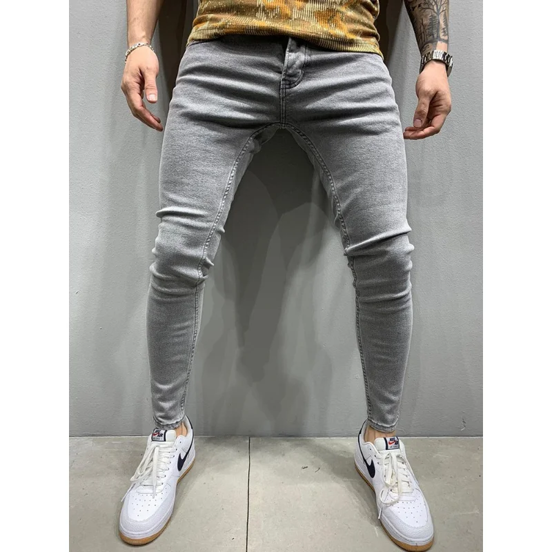 Europe and America Jeans Men Skinny Slim Fit Blue Hip Hop Denim Trousers Casual Jeans for Men Jogging Four Color Blockbuster