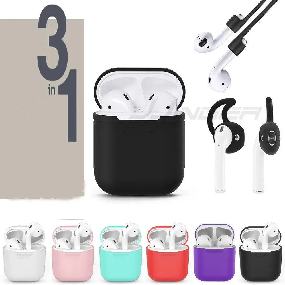 

3 in 1 AirPods Silicone Case Cover Protective Skin for Apple Airpods