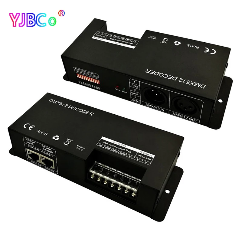 Высокомощный 3CH 4CH DMX 512 декодер RGB RGBW контроллер светодиодной ленты DC 12V ~ 24V to PWM