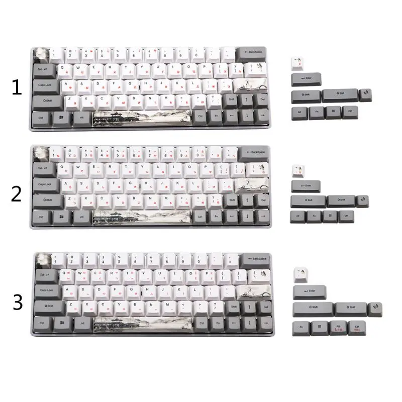 

73 Keys Ink Dye-Sublimation Keycaps Russian Japanese Korean PBT OEM Profile Keycap For GH60 GK61 GK64 Mechanical Keyboard