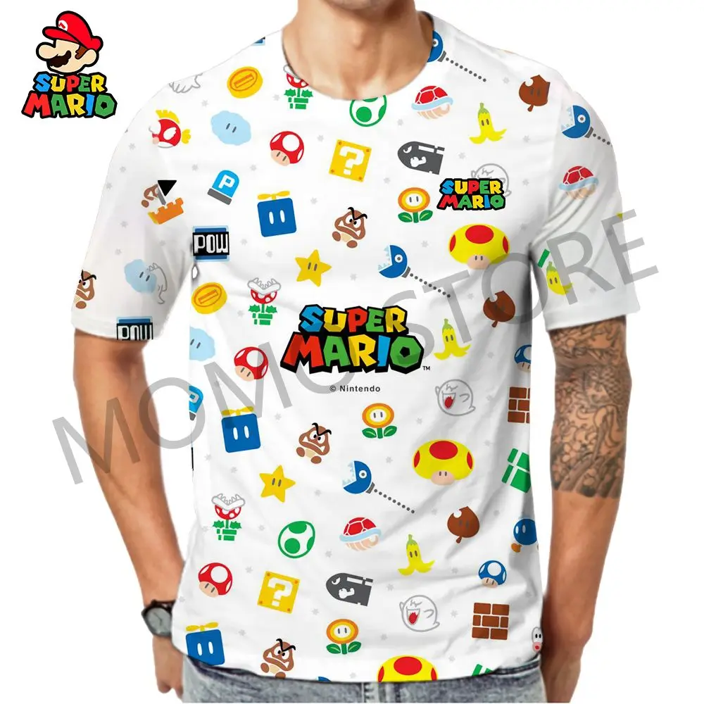 Мужская футболка с принтом &quotМарио&quot лето 2024 для детей 110-6XL классическая одежда