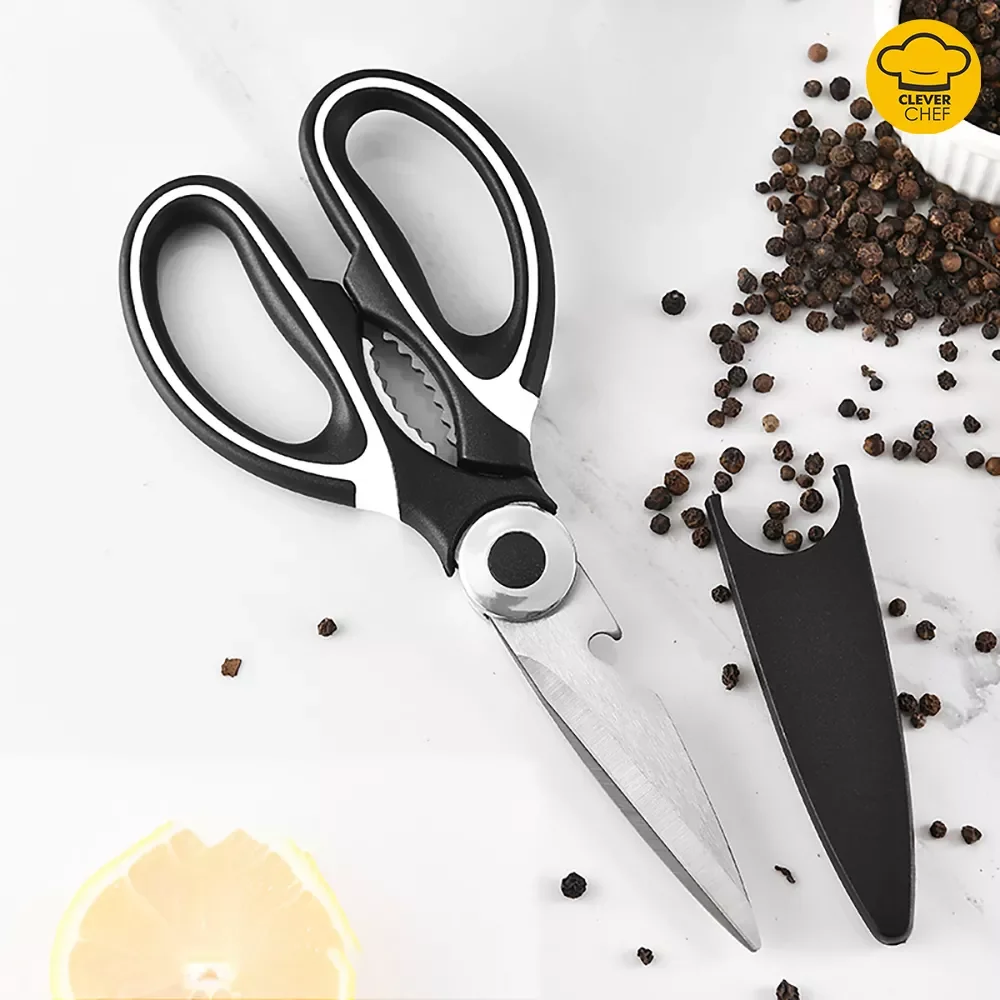 

2022New 4-in-1 Kitchen Scissors Stainless Steel Cutting Knife Meat Cutting Scissors for Fish Chicken Bone Corkscrew Fish Scrapin