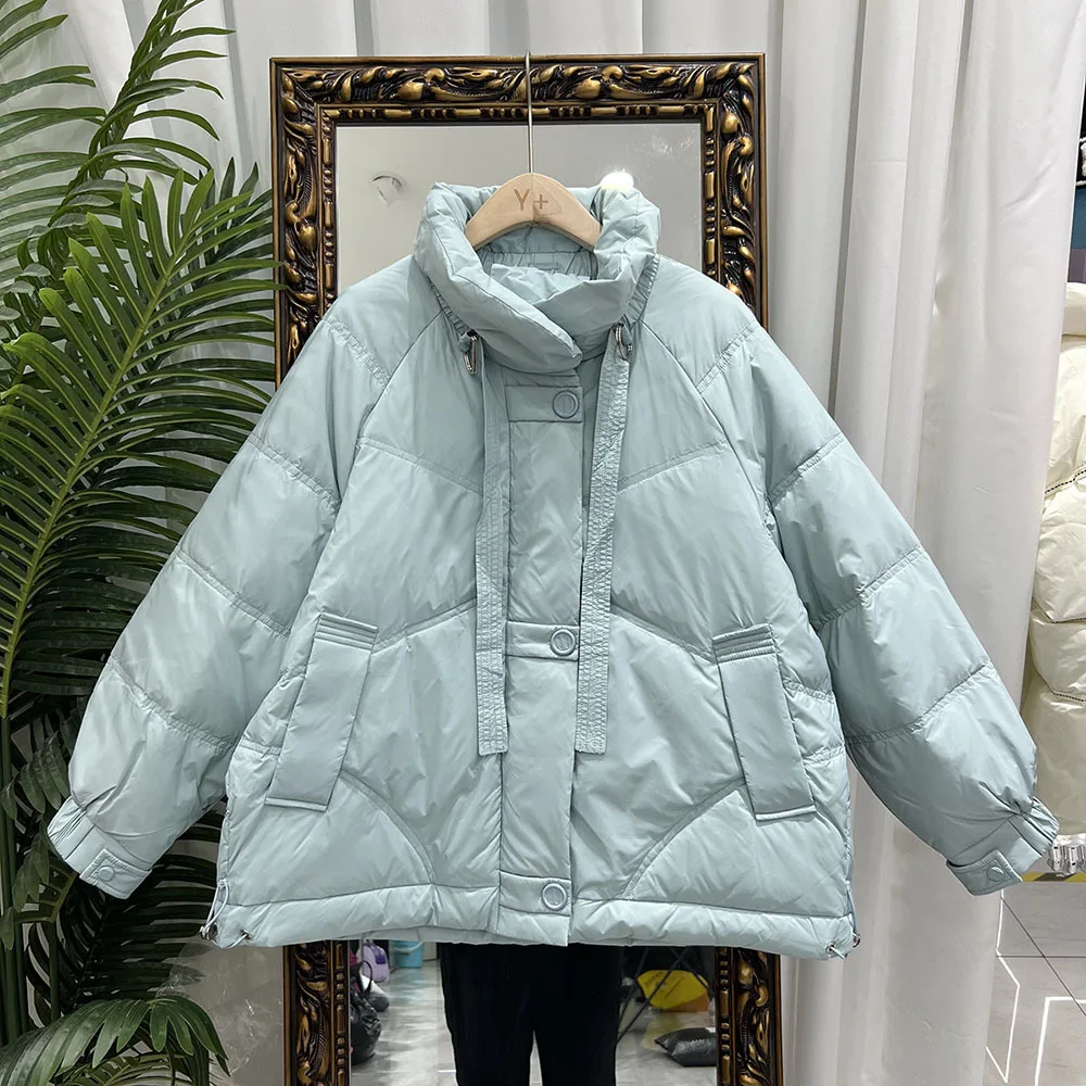 2022 New 90% White Duck Down Down Jacket Female Loose Jacket Warm Ladies Coats Single Breasted Puffer Outerwear