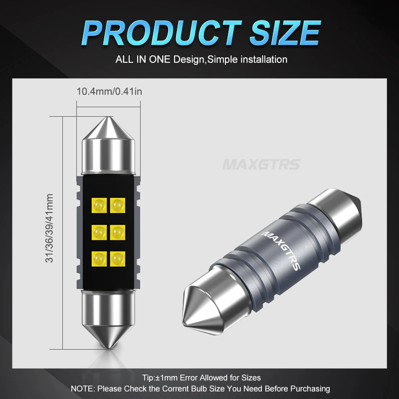 2x гирлянда C5W C10W XBD чип-лампа Canbus 31 мм/36 мм/39 мм/41 мм автомобильная светодиодная