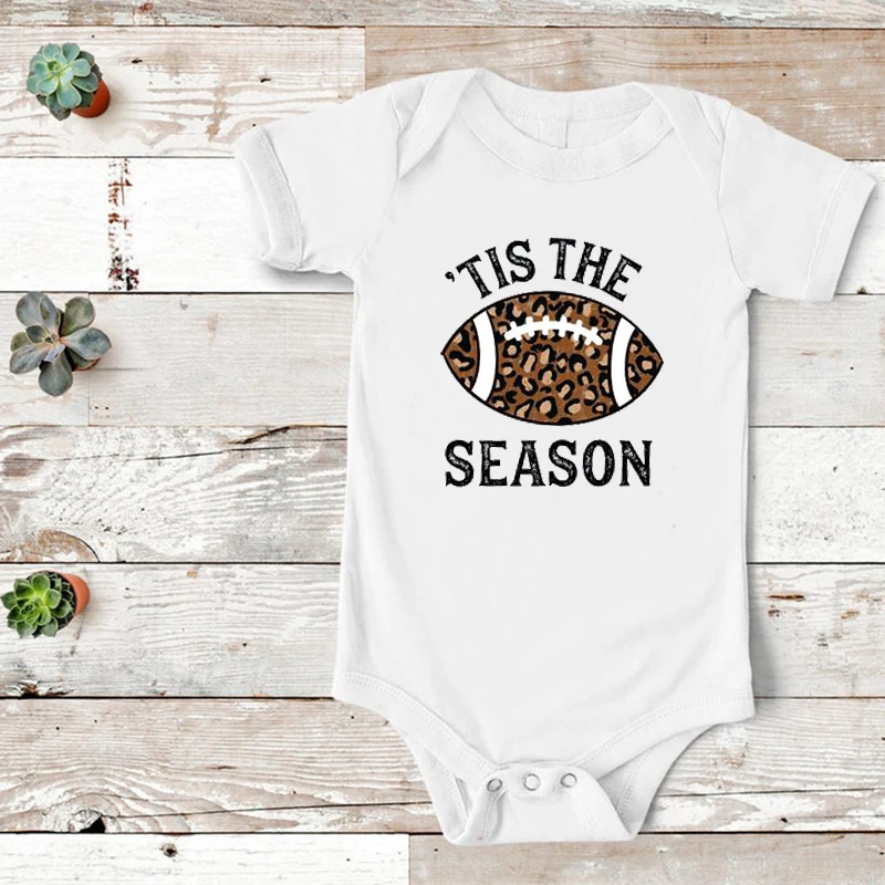 Fall Football Shirt Leopard Baby Girl Clothes Mommy and Me Football Print Matching Outfits Fall Family Matching Clothes 2022 M