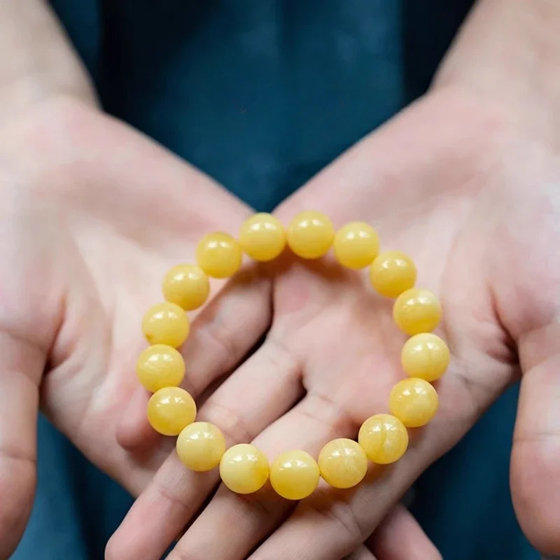 Янтарный браслет с медовым воском из необработанного камня куриное масло желтый