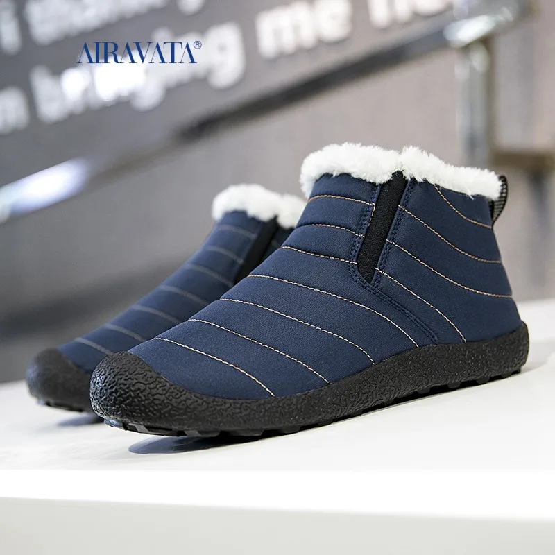 Snow Boots Men Women Shoes Warm Plush Fur Ankle Boots Winter Unisex Slip on Flat Casual Shoes Waterproof Ultralight Footwear
