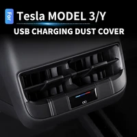 car usb charging cover for tesla model y model 3 rear usb dust cover decorative strip armrest box usb protective case accessorie