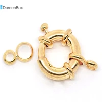 10 pcs doreen box copper spring clasps wattachment rings 25mm gold color for diy fashion jewelry making findings wholesale
