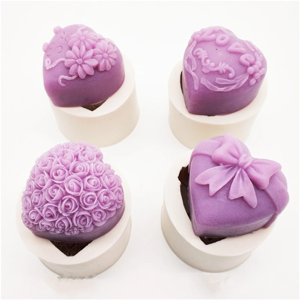 

3D Rose Flower Mousse Cake Silicone Mold, Heart Shaped Chocolate Fondant Tool, Pastry Soap Fragrance Mold