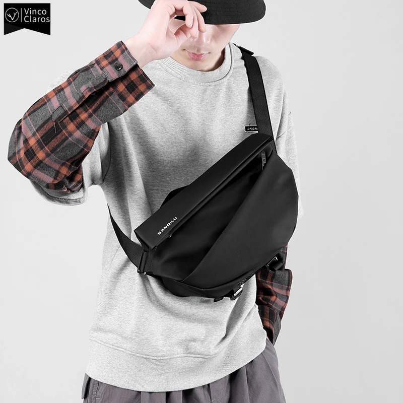 

VC Trendy Street Function Crossbody Bags for Men Casual Sport Waterproof Chest Bag Technology Male Magnetic Buckle Messenger Bag