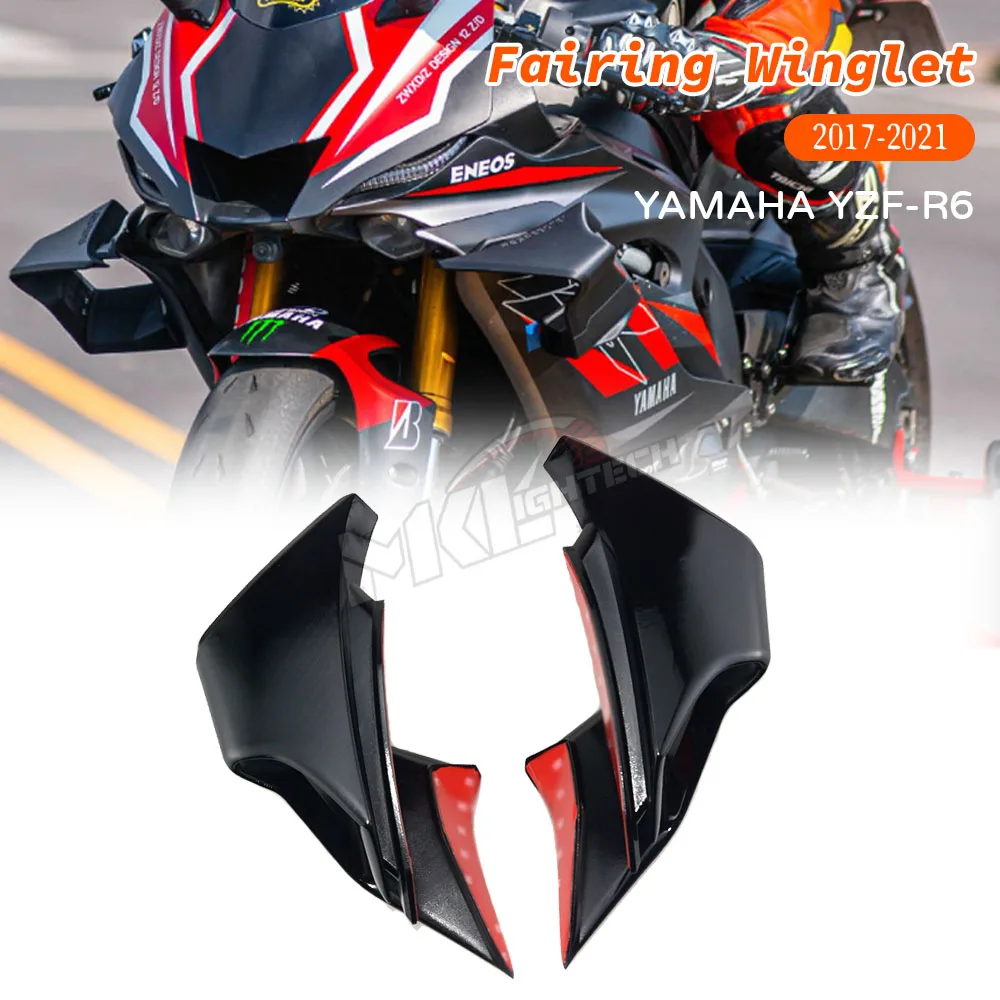 

MKLIGHTECH For YAMAHA YZF-R6 Yzf R6 2017-2021 Motorcycle Front Side Spoiler Winglet Side Spoiler Air Deflector Wing R6
