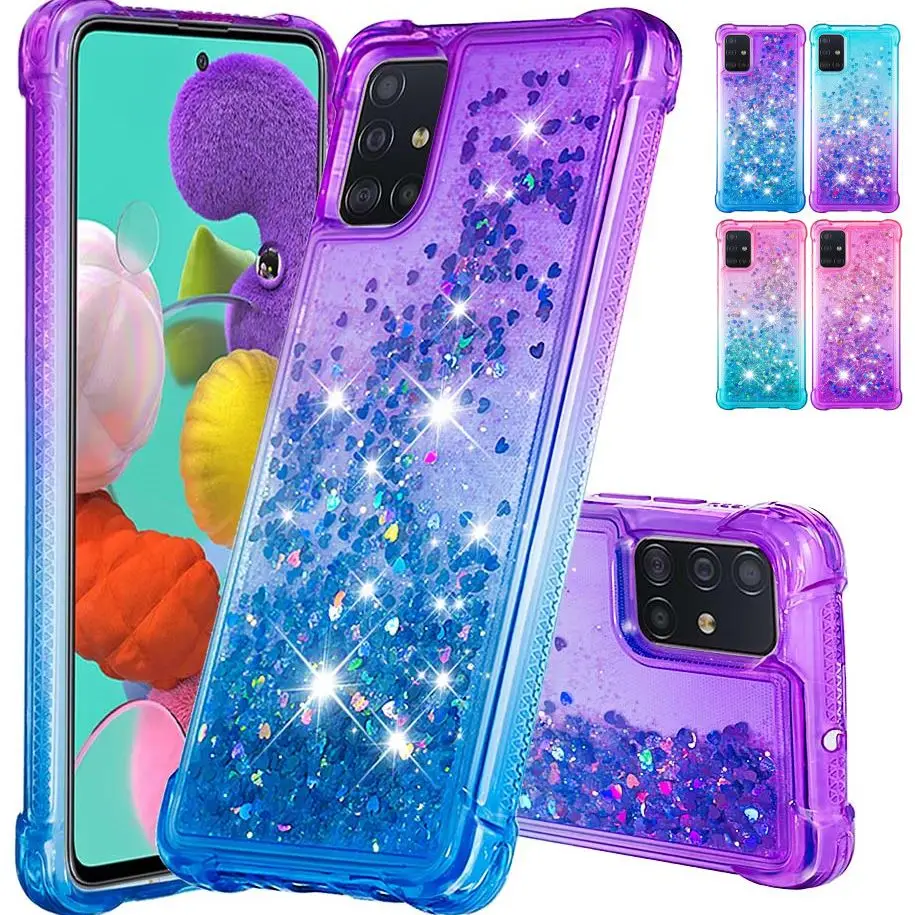 

Girl Gradient Color Glitter Case For Samsung Galaxy S8 Plus S9 Plus S10 Plus S10E Note 10 Liquid Quicksand Back Cover Bag O03E