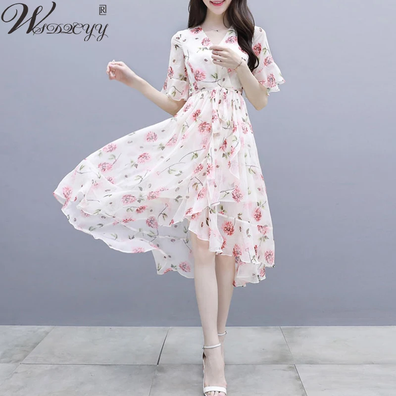 

Женское элегантное сказочное платье, корейское модное платье с рукавами-бабочками, необычное летнее пляжное платье с тонкой талией и принт...