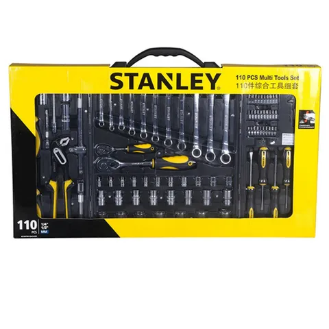 Stanley 110-комплект профессиональных ручных инструментов, включая лезвие фрезы с трещоткой, стальные пластиковые материалы