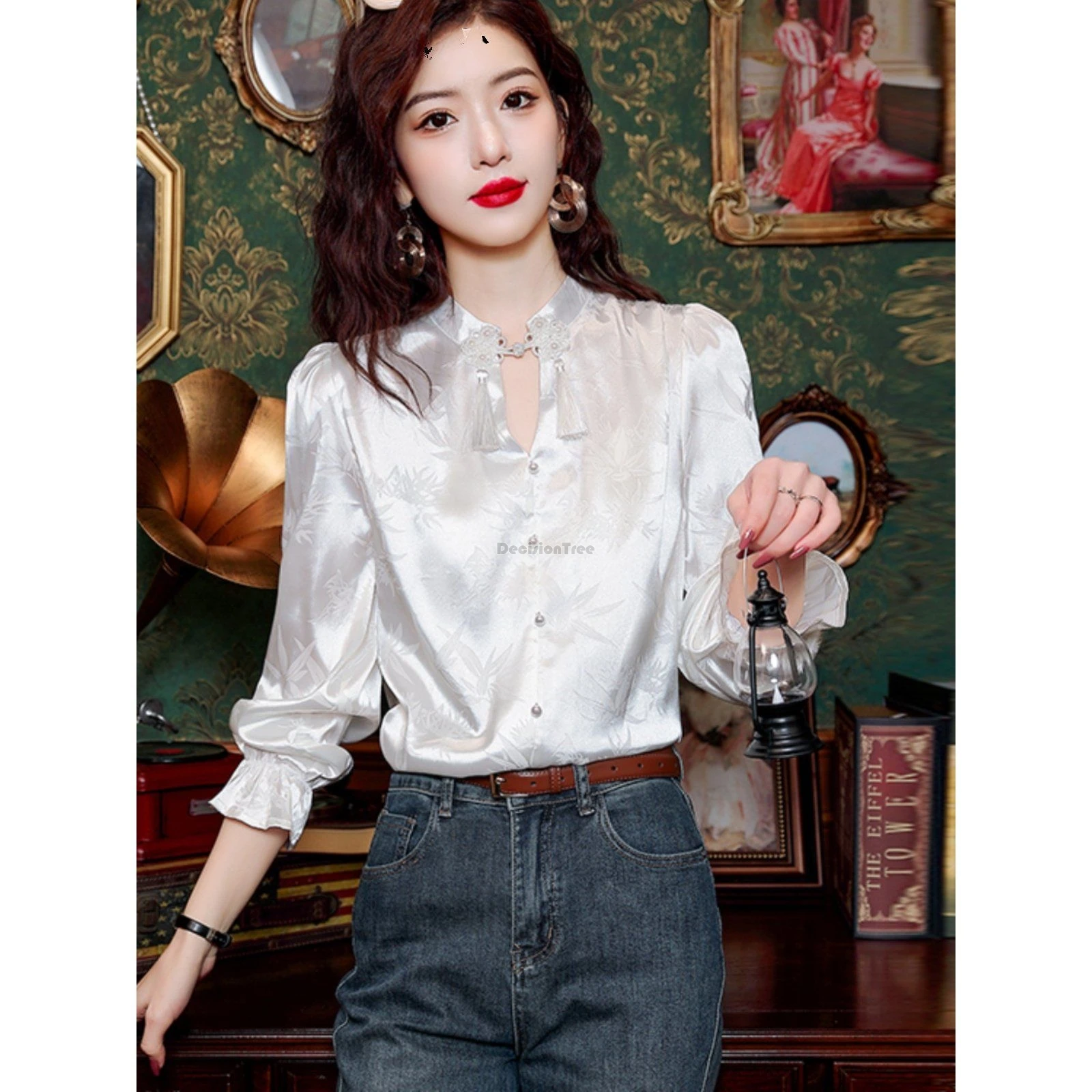 Новинка 2024 винтажный Модный костюм Тан в китайском стиле элегантный топ с