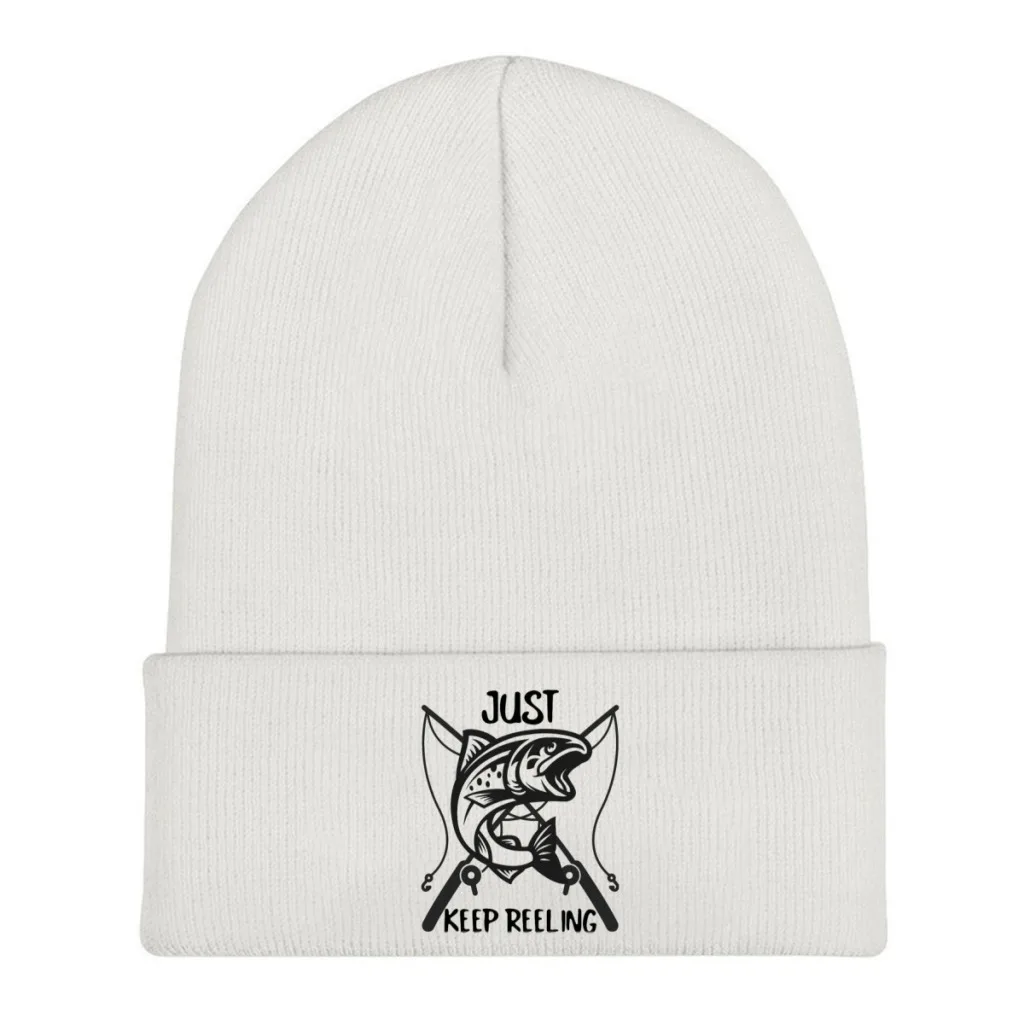 

Carp Fishing Art Culture Skullies Beanies Caps Just Keep Reeling Fishing Knitted Winter Warm Bonnet Hats Unisex Ski Cap