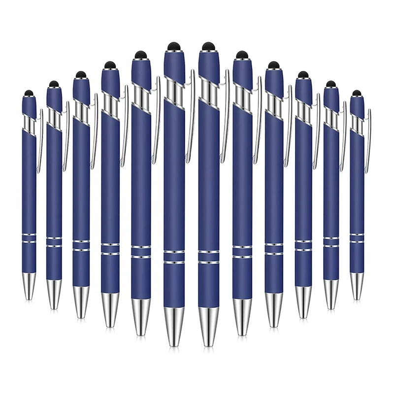 

12 Pieces Ballpoint Pen With Stylus Tip, 1.0 Mm Black Ink Metal Pen Stylus Pen For Contact Screens, Ballpoint Pen