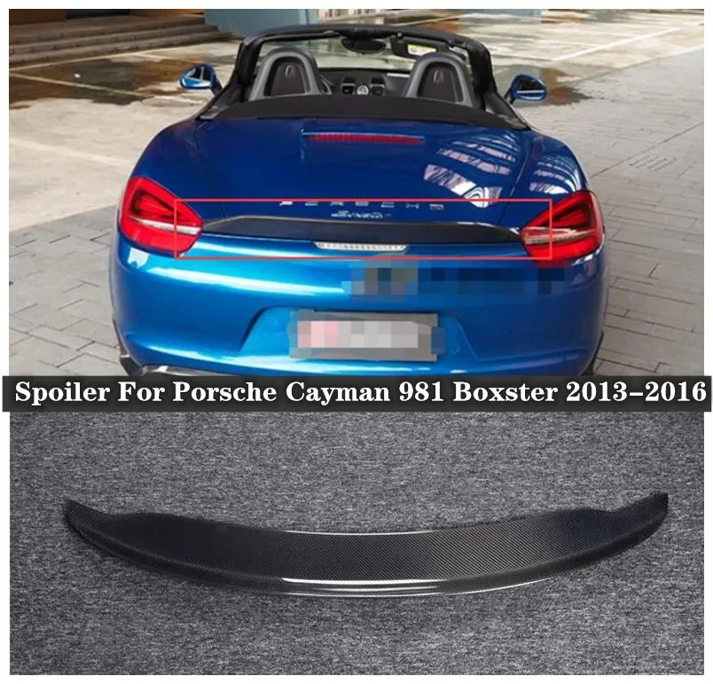 

Fits For Porsche Cayman Boxster 981 2013 2014 2015 2016 High Quality Carbon Fiber Rear Trunk Lip Spoiler Splitter Wing