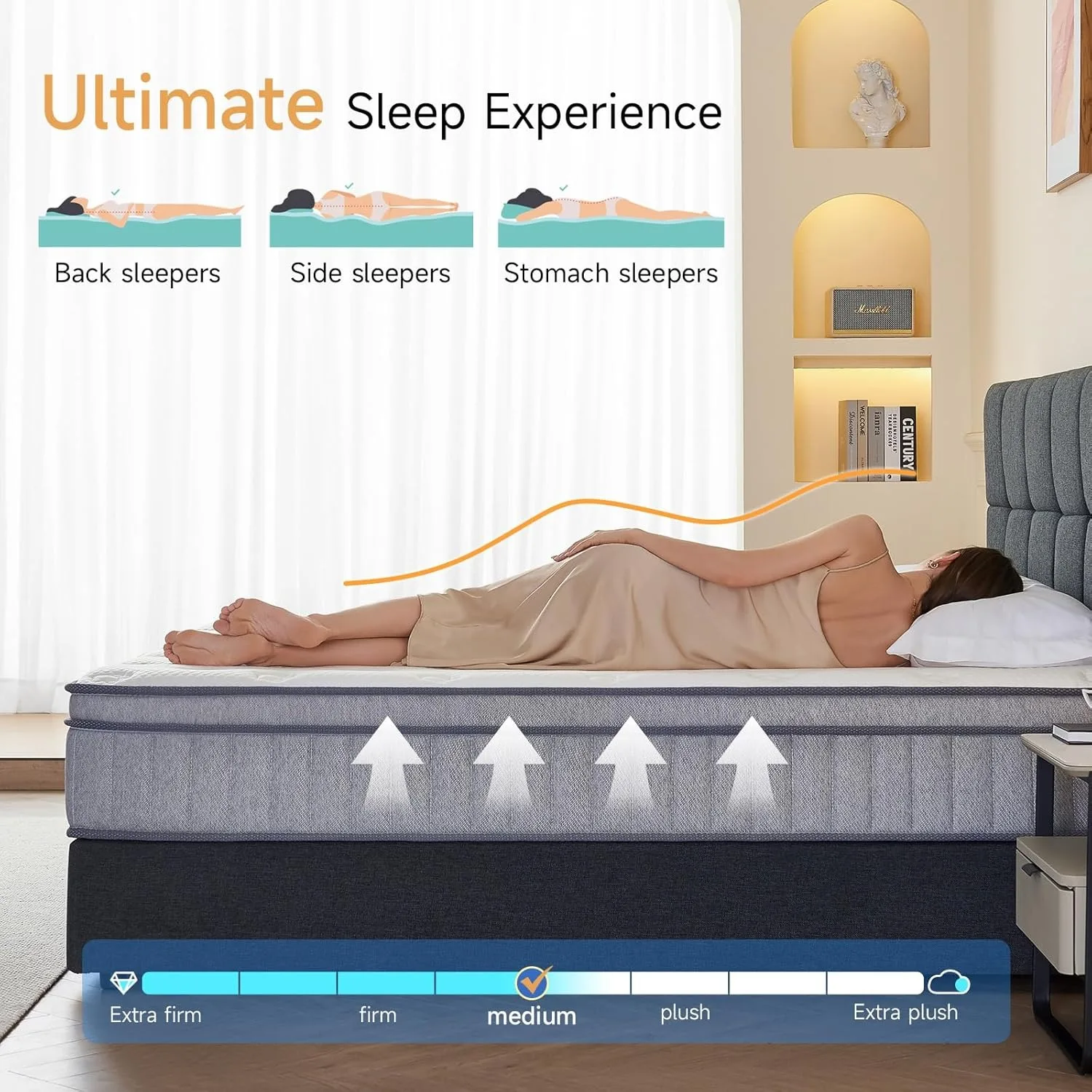 Матрас Queen 12-дюймовый матрас из пены с эффектом памяти карманными пружинами