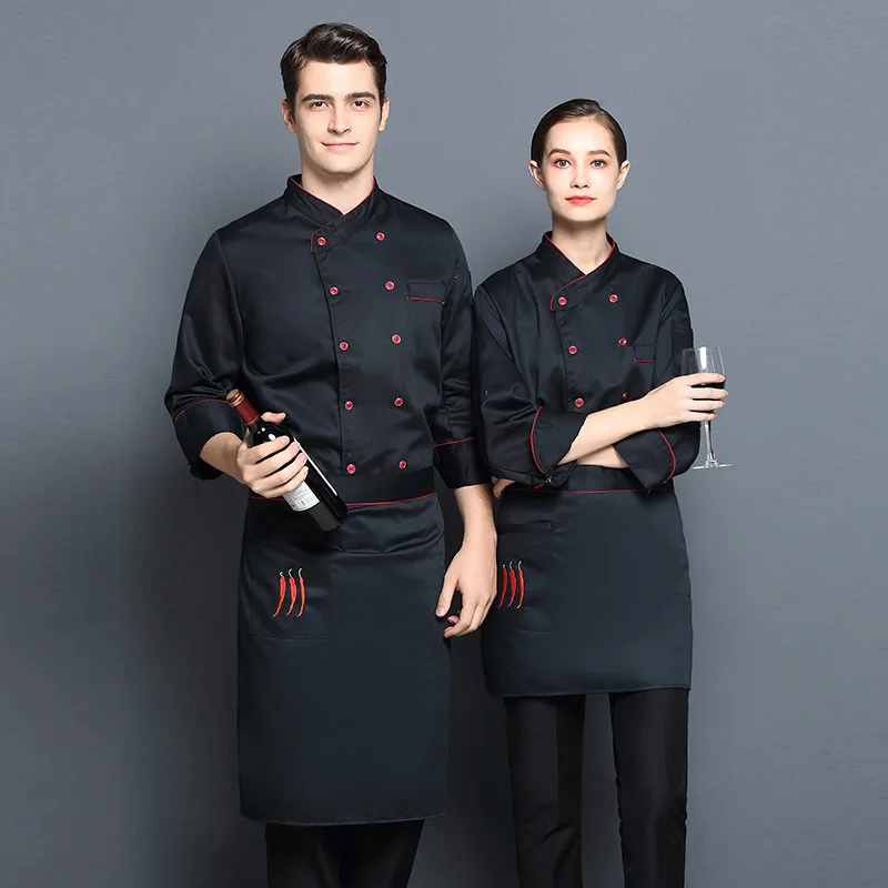 

C556 Hotel Chef's Clothing Long Sleeve Unisex Kitchen Chef Restaurant Uniform Shirt Chef Jacket Chef Works Waiter Coat