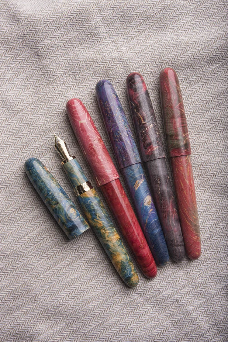 Beautiful Pattern Stabilized Wood Fountain Pen Iraurita Nib Writing ink Pen School Office Supplies Writing Gift Manual Assembly