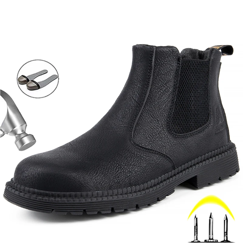 

Safety Shoes Men Leather Boots Men Work Shoes Winter Boots Indestructible Safety Boots Chelsea Shoes Anti-puncture Work Boots