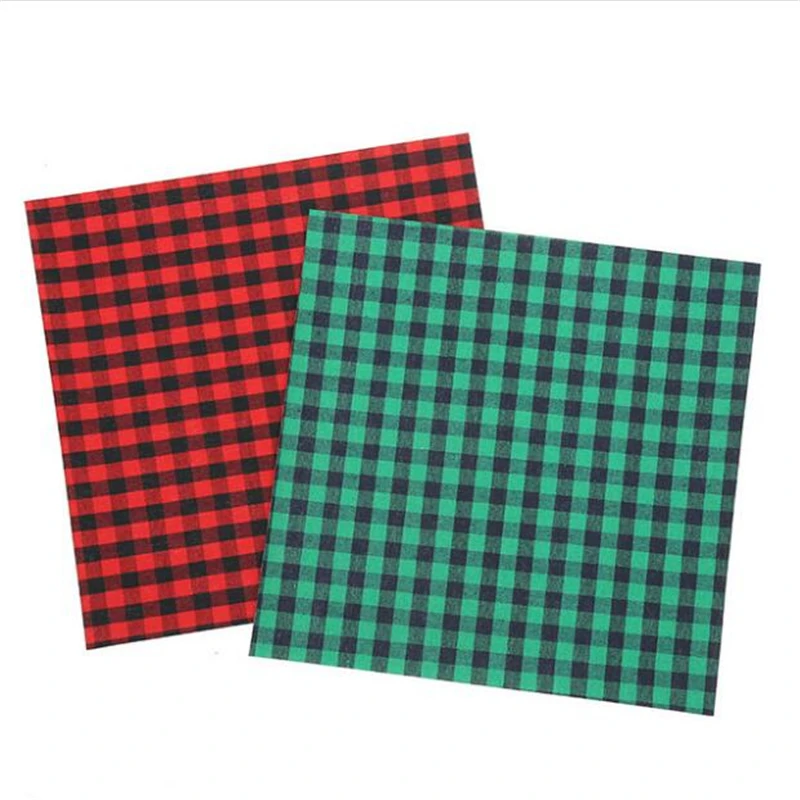 Красная и зеленая клетчатая термоклейкая нашивка хлопковые сетчатые тканевые