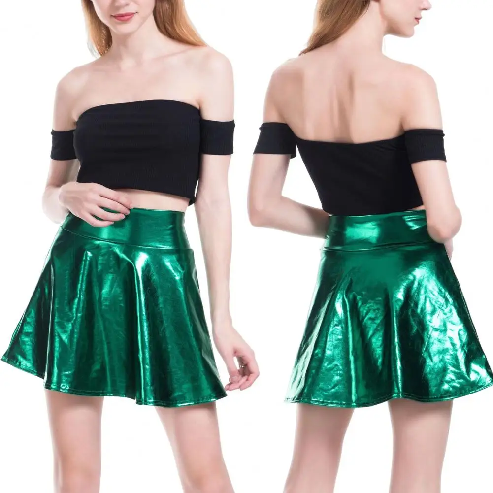 

Nightclub Skirt High-Waist Bright Color Women Mini Skirt Women Nightclub Stage Show Dressing Up Skirt Skater Skirt Streetwear