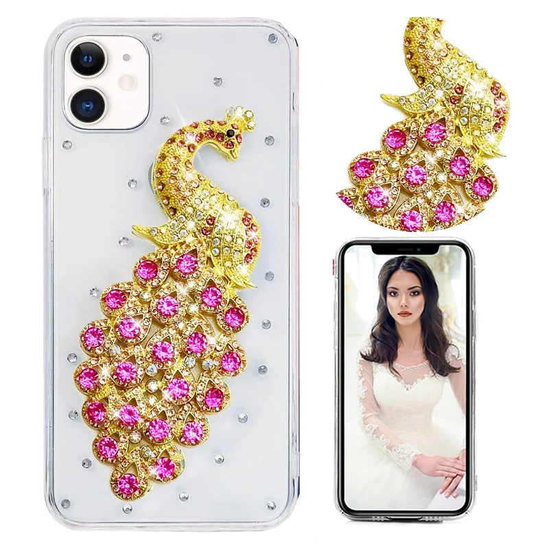 

BLING Diamond Phone Case For Honor 50 Honor50 Lite Luxury Peacock Shockproof Cover Accessory