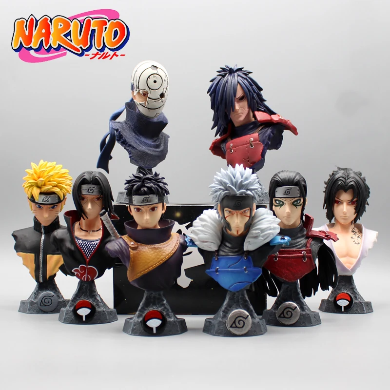 

Anime Naruto Bust Figure Collection Pvc Action Figurines Zumaki Naruto Madara Obito Shisui Sasuke Hashirama Model Doll Toys Gift