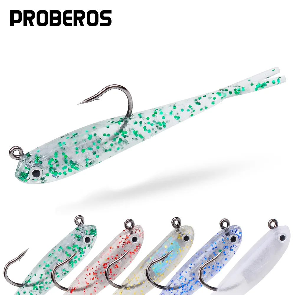 5 шт./лот мягкая рыболовная приманка с Т-образным хвостом 7 см г джиг-головками