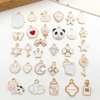 30pcs zinc alloy enamel gold plated mix charms pendant for diy necklace bracelets earrings jewelry making findings