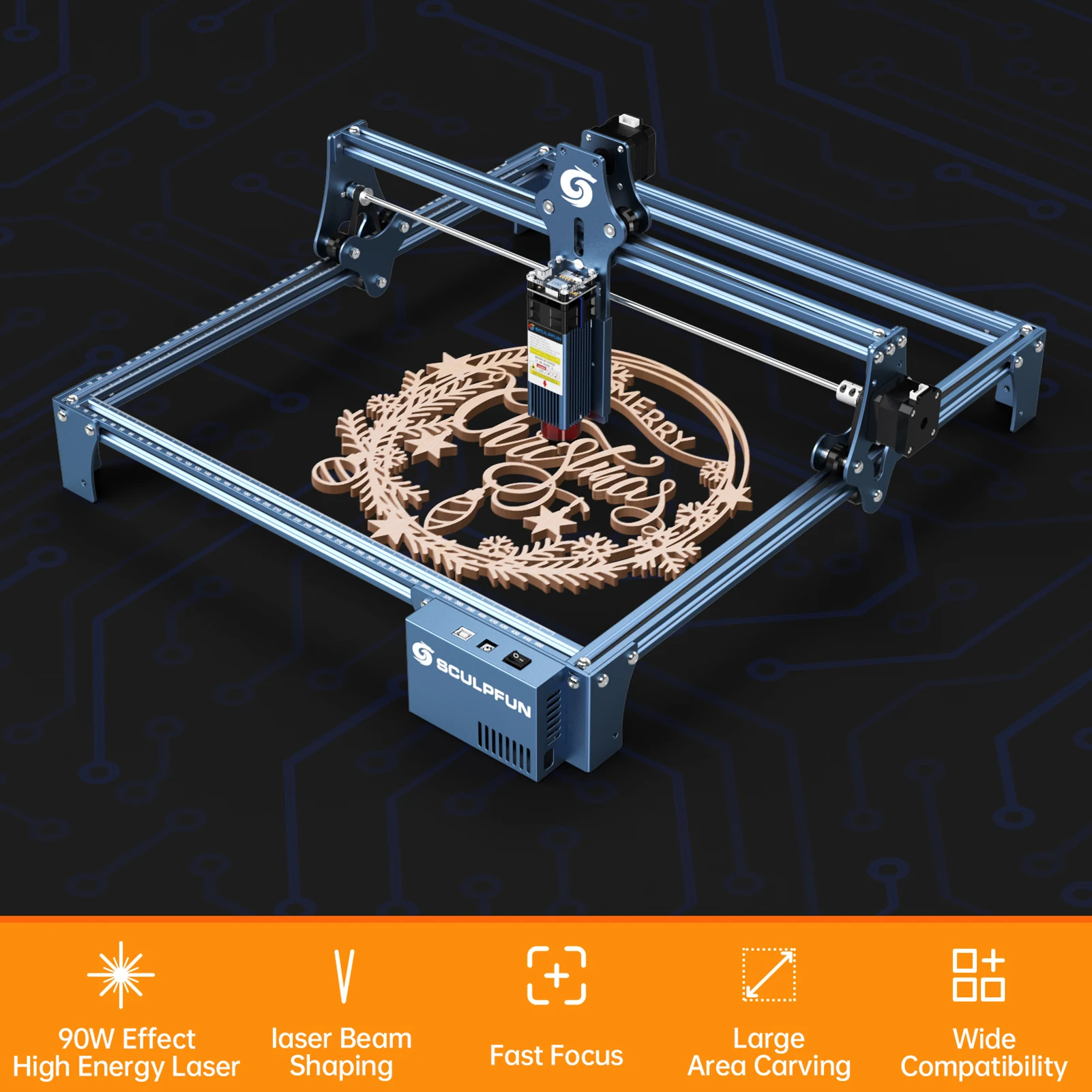 Гравировальный станок SCULPFUN S9 90 Вт лазерный гравер с 410x420 мм область резьбы