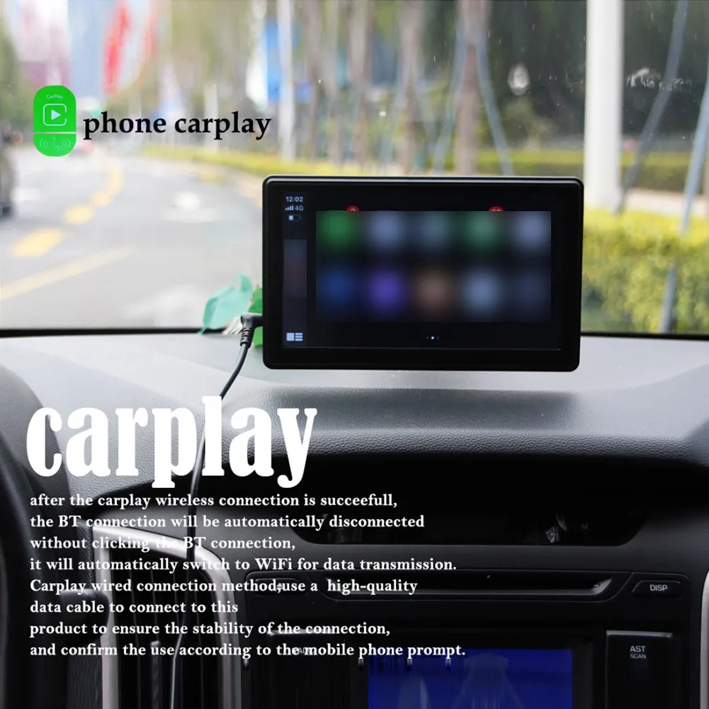 

7-дюймовый портативный беспроводной Bluetooth планшет CarPlay с сенсорным IPS экраном, автомобильный мультимедийный плеер, MP3-плееры с поддержкой ауд...