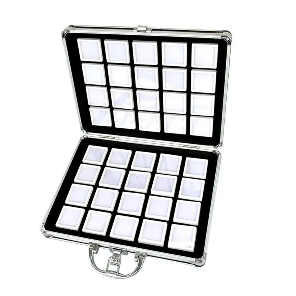 Aluminium Alloy Diamond Storage Case Tool  Box Gemstone Beads Organizer with Gem Jars Foam Insert Shockproof