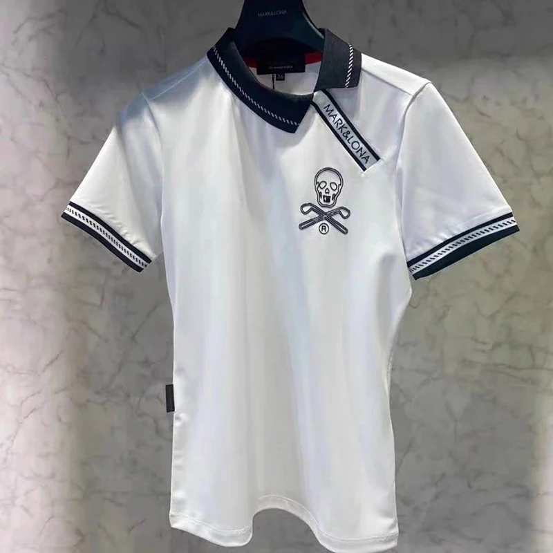 

Mark Golf Shirt Women Short-sleeved T-shirt 2023 New Lapel Inclined Button Comfortable Golf Wear