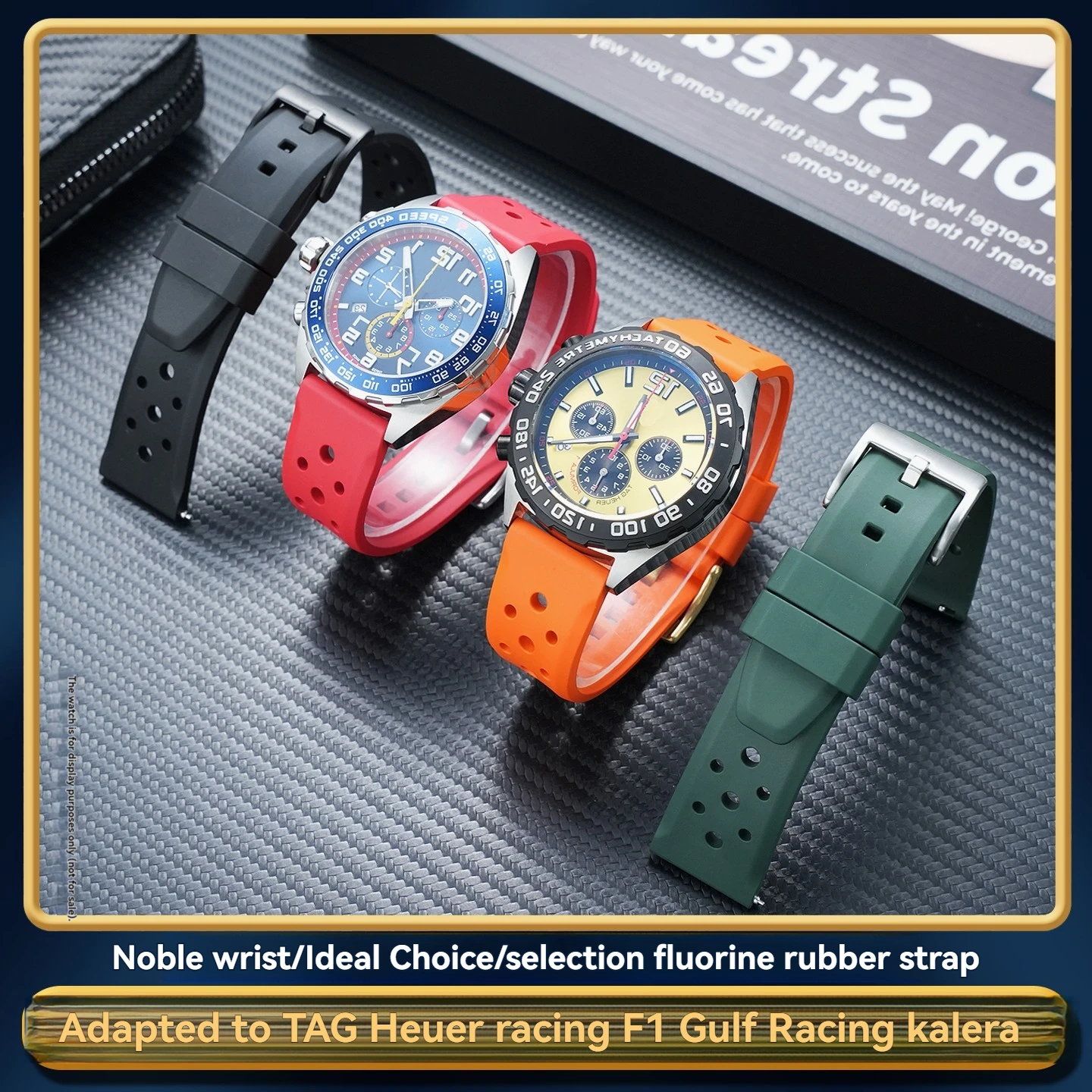 Фото Подходит для часов Tag Heuer F1 racing CARRERA, серия для дайвинга, серый ремешок из фторкаучука с антипригарным покрытием, аксессуары для часов. №1