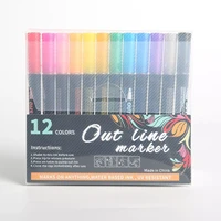 12 colors self outline metallic markers permanent marker pens craft markers for gift card rock painting album scrapbook