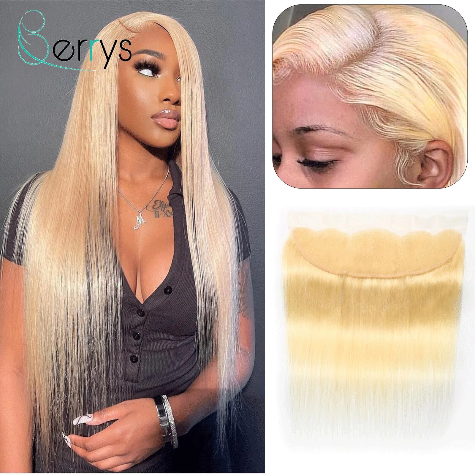 berrys Fashion Hair Straight 13x4 Blonde Frontal 5x5 613 HD Lace Frontal Peruvian Closure Natural Original Human Hair Extensions
